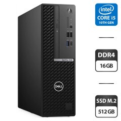 Компьютер Dell OptiPlex 5080 SFF / Intel Core i5-10500 (6 (12) ядер по 3.1 - 4.5 GHz) / 16 GB DDR4 / 512 GB SSD M.2 / Intel UHD Graphics 630 / DVD-ROM