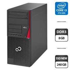 Компьютер Fujitsu Esprimo P420 E85 Tower / Intel Core i3-4130 (2 (4) ядра по 3.4 GHz) / 8 GB DDR3 / 240 GB SSD NEW / Intel HD Graphics 4400 / DVD-ROM / VGA