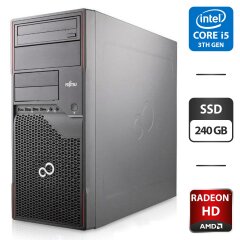 Комп'ютер Fujitsu Esprimo P710 E85 Tower / Intel Core i5-3470 (4 ядра по 3.2 - 3.6 GHz) / 8 GB DDR3 / 240 GB SSD / AMD Radeon HD 6450, 1 GB GDDR5, 128-bit / DVD-ROM / DVI