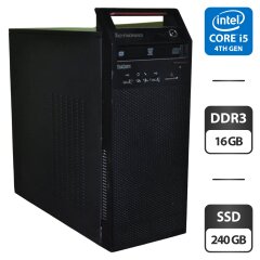 Комп'ютер Lenovo ThinkCentre E73 Tower / Intel Core i5-4570 (2 (4) ядра по 3.2 - 3.6 GHz) / 16 GB DDR3 / 240 GB SSD / Intel HD Graphics 4600 / DVD-ROM + Кабель живлення
