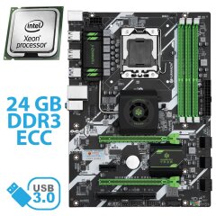 ПРЕДЗАКАЗ 30 ДНЕЙ - Материнская плата Huananzhi X58 / socket LGA1366 с процессором Intel Xeon X5680 / 6 (12) ядра по 3.33-3.6GHz / 12Mb cache и 24GB DDR3 ECC (3x 8GB) ОЗУ
