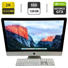Моноблок Apple iMac (27-inch, Late 2012) / 27" (2560x1440) IPS / Intel Core i5-3470 (4 ядра по 3.2 - 3.6 GHz) / 8 GB DDR3 / 120 GB SSD / nVidia GeForce GTX 675MX, 1 GB GDDR5, 256-bit / WebCam / Встроенные колонки / MacOS X El Capitan + Клавиатура