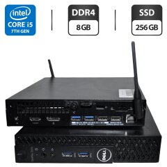Неттоп Dell OptiPlex 3050 USFF / Intel Core i5-7500T (4 ядра по 2.7 - 3.3 GHz) / 8 GB DDR4 / 256 GB SSD / Intel HD Graphics 630 / Wi-Fi / Windows 11 Pro + Блок питания