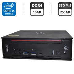 Неттоп Fujitsu Esprimo Q958 Mini USFF / Intel Core i5-9500T (6 ядер по 2.2 - 3.7 GHz) / 16 GB DDR4 / 256 GB SSD M.2 / Intel UHD Graphics 630 / Windwos 11 Pro + Кабель питания