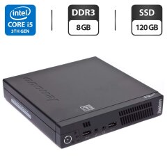 Неттоп Lenovo ThinkCentre M92p Tiny USFF / Intel Core i5-3470T (2 (4) ядра по 2.9 - 3.6 GHz) / 8 GB DDR3 / 120 GB SSD / Intel HD Graphics 2500 / VGA / Блок питания в комплекте