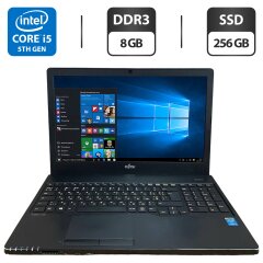 Ноутбук Б-клас Fujitsu LifeBook A555 / 15.6" (1366x768) TN / Intel Core i5-5200U (2 (4) ядра по 2.2 - 2.7 GHz) / 8 GB DDR3 / 256 GB SSD / Intel HD Graphics 5500 / WebCam / HDMI
