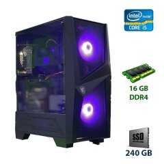 Новый игровой ПК 1stPlayer Tower / Intel Core i5-9600K (6 ядер по 3.7 - 4.6 GHz) / 16 GB DDR4 / 240 GB SSD / AMD Radeon RX 5500 XT, 4 GB GDDR6, 128-bit / 500W