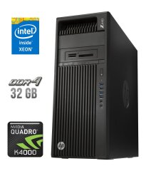 Рабочая станция HP Workstation Z440 Tower / Intel Xeon E5-1660 v3 (8 (16) ядер по 3.0 - 3.5 GHz) / 32 GB DDR4 ECC / 240 GB SSD / nVidia Quadro K2200, 4 GB GDDR5, 128-bit / 700W / DVD-RW / DVI / DisplayPort