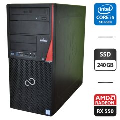 Компьютер Fujitsu Esprimo P756 E90 Tower / Intel Core i5-6400 (4 ядра по 2.7 - 3.3 GHz) / 16 GB DDR4 / 240 GB SSD / AMD Radeon RX 550, 4 GB GDDR5, 128-bit / DVD-ROM / Windows 11 Pro