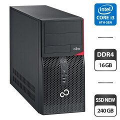 Компьютер Fujitsu Esprimo P556 E85 Tower / Intel Core i3-6100 (2 (4) ядра по 3.7 GHz) / 16 GB DDR4 / 240 GB SSD / Intel HD Graphics 530 / DVD-ROM / DVI / Windows 11 Pro