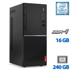 Компьютер Lenovo V520-15IKL Tower / Intel Core i5-7400 (4 ядра по 3.0 - 3.5 GHz) / 16 GB DDR4 / 240 GB SSD / Intel HD Graphics 630 / DVD-ROM / Windows 11 Pro