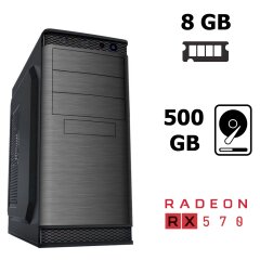 GameMax MT508 MT / AMD FX-6300 (6 ядер по 3.5 - 3.8 GHz) / 8 GB DDR3 / 500 GB HDD / AMD Radeon&trade; RX 570 (4GB 256-bit GDDR5) / 450W