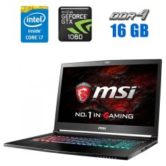 Игровой ноутбук MSI GS73VR Stealth Pro (MS-17B1) / 17.3" (3840x2160) IPS / Intel Core i7-7700HQ (4 (8) ядра по 2.8 - 3.8 GHz) / 16 GB DDR4 / 480 GB SSD / nVidia GeForce GTX 1060, 6 GB GDDR5, 192-bit / WebCam 