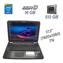 Игровой ноутбук MSI GT780R / 17.3" (1920х1080) TN / Intel Core i7-2630QM (4 (8) ядра по 2.0 - 2.9 GHz) / 16 GB DDR3 / 512 GB SSD / nVidia GeForce GTX 560M, 1.5 GB GDDR5, 192-bit / WebCam / HDMI