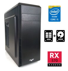 Игровой ПК Colossus 15 Tower / Intel Core i5-4440 (4 ядра по 3.1 - 3.3 GHz) / 16 GB DDR3 / 120 GB SSD + 500 GB HDD / AMD Radeon RX 570, 4 GB GDDR5, 256-bit / 500W / DVI / HDMI / DisplayPort