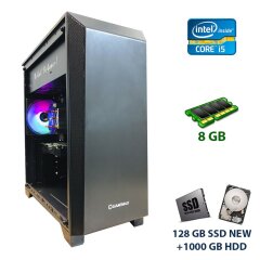 Ігровий ПК GameMax Nova N5 LED NEW / Intel Core i5-4590 (4 ядра по 3.3 - 3.7 GHz) / 128 GB SSD NEW+1000 GB HDD / 8 GB DDR3 / AMD Radeon RX 560, 4 GB GDDR5, 128-bit / 420W