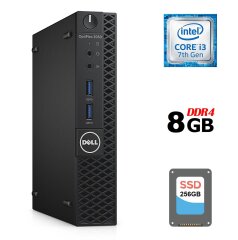 Неттоп Dell OptiPlex 3050 Micro USFF / Intel Core i3-7100T (2 (4) ядра по 3.4 GHz) / 8 GB DDR4 / 256 GB SSD / Intel HD Graphics 630 / DisplayPort / HDMI + Блок питания