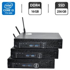Неттоп Dell OptiPlex 3050 USFF / Intel Core i5-7500T (4 ядра по 2.7 - 3.3 GHz) / 16 GB DDR4 / 256 GB SSD / Intel HD Graphics 630 / Wi-Fi / Windows 11 Pro / Блок питания + Кабель HDMI to VGA