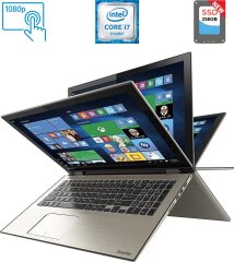 Ноутбук-трансформер Toshiba Satellite Radius 15 P55W-C5314 / 15.6" (1920x1080) IPS Touch / Intel Core i7-6500U (2 (4) ядра по 2.5 - 3.1 GHz) / 8 GB DDR3 / 256 GB SSD NEW / Intel HD Graphics 520 / WebCam / HDMI