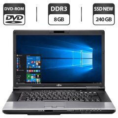Ноутбук Б-класс Fujitsu LifeBook E752 / 15.6" (1366x768) TN / Intel Core i5-3210M (2 (4) ядра по 2.5 - 3.1 GHz) / 8 GB DDR3 / 240 GB SSD NEW / Intel HD Graphics 4000 / DVD-ROM + Беспроводная мышка в подарок