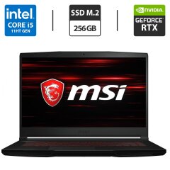 Новый игровой ноутбук MSI GF63 Thin 11UC / 15.6" (1920x1080) IPS / Intel Core i5-11400H (6 (12) ядер по 4.5 GHz) / 8 GB DDR4 / 256 GB SSD M.2 / nVidia GeForce RTX 3050, 4 GB GDDR6, 128-bit / WebCam