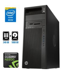 Рабочая станция HP Workstation Z440 Tower / Intel Xeon E5-2680 v3 (12 (24) ядер по 2.5 - 3.3 GHz) / 32 GB DDR4 ECC / 240 GB SSD + 1000 GB HDD / nVidia Quadro K2200, 4 GB GDDR5, 128-bit / 700W / DVD-RW / DVI / DisplayPort