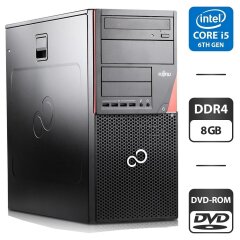 Компьютер Fujitsu Esprimo P756 E90 Tower / Intel Core i5-6500 (4 ядра по 3.2 - 3.6 GHz) / 8 GB DDR4 / 256 GB SSD + 200 GB HDD / Intel HD Graphics 530 / DVD-ROM / Windows 11 Pro