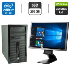 Комплект ПК: HP ProDesk 490 G1 Tower / Intel Core i7-4770 (4 (8) ядра по 3.4 - 3.9 GHz) / 8 GB DDR3 / 256 GB SSD / nVidia GeForce GT 730, 2 GB GDDR3, 64-bit + Монитор HP EliteDisplay E241i / 24" (1920x1200) AH-IPS / VGA, DVI, USB-Hub + Кабели подключения
