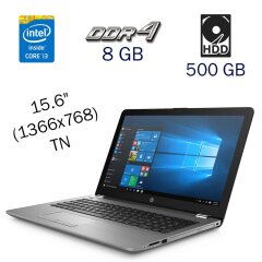 Ультрабук HP 250 G6 / 15.6" (1366x768) TN / Intel Core i3-6006U (2 (4) ядра по 2.0 GHz) / 8 GB DDR4 / 500 GB HDD / Intel HD Graphics 520 / WebCam / Windows 10 PRO Lic