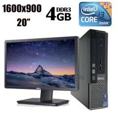Dell Optiplex 7010 USFF / Intel&reg; Core&trade; i3-3225 (2 (4) ядра по 3.30 GHz) / 4 GB DDR3 / 320 GB HDD + Монитор Dell P2012HT / 20'' / 1600 х 900 / Pivot, USB