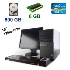 Dell OptiPlex 790 Tower / Intel Core i5-2400 (4 ядра по 3.1 - 3.4 GHz) / 8 GB DDR3 / 500 GB HDD + HP L1940 / 19" (1280х1024) TFT TN / VGA, DVI, USB
