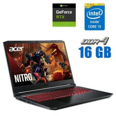 Игровой ноутбук Acer Nitro 5 AN517-54-58P5 / 17.3" (1920x1080) IPS / Intel Core i5-11400H (6 (12) ядер по 2.7 - 4.5 GHz) / 16 GB DDR4 / 480 GB SSD / nVidia GeForce RTX 3060, 6 GB GDDR6, 192-bit / WebCam
