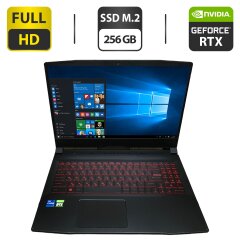 Ігровий ноутбук Б-клас MSI Katana GF66 11UD / 15.6" (1920x1080) IPS / Intel Core i7-11800H (8 (16) ядер по 2.3 - 4.6 GHz) / 16 GB DDR4 / 256 GB SSD M.2 / nVidia GeForce RTX 3050 Ti, 4 GB GDDR6, 128-bit / WebCam
