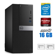 Ігровий ПК Dell OptiPlex 5040 Tower / Intel Core i7-6700 (4 (8) ядра по 3.4 - 4.0 GHz) / 16 GB DDR3 / 256 GB SSD M.2 NVMe + 250 GB HDD / AMD FirePro W5100, 4 GB GDDR5, 128-bit / DVD-ROM 