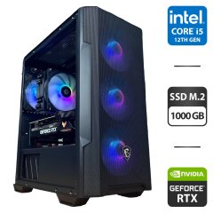 Сборка под заказ: компьютер MSI MAG Forge M100R Black Tower / Intel Core i5-12400F (6 (12) ядер по 2.5 - 4.4 GHz) / 16 GB DDR4 / 1000 GB SSD M.2 / nVidia GeForce RTX 3060 Ti, 8 GB GDDR6, 256-bit / 650W / HDMI