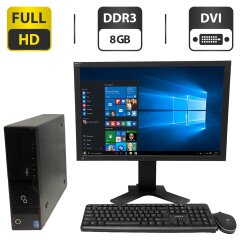 Комплект ПК: Fujitsu Esprimo E700 E90 SFF / Intel Core i5-2400 (4 ядра по 3.1 - 3.4 GHz) / 8 GB DDR3 / 500 GB HDD / Intel HD Graphics 2000 + Монитор Eizo FlexScan S2402W / 24" (1920x1200) TN + Клавиатура, мышка, кабели подключения