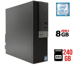 Компьютер Dell OptiPlex 7070 SFF / Intel Core i5-9500 (6 ядер по 3.0 - 4.4 GHz) / 8 GB DDR4 / 240 GB SSD / Intel UHD Graphics 630 / 200W / DisplayPort
