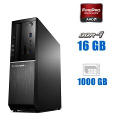 Комп'ютер Lenovo IdeaCentre 510S-08ISH SFF / Intel Core i3-6100 (2 (4) ядра по 3.7 GHz) / 16 GB DDR4 / 1000 GB SSD / AMD FirePro W2100, 2 GB GDDR3, 128-bit / WiFi / Win 10 Pro Lic 