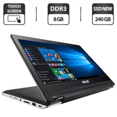 Ноутбук-трансформер Б-клас Asus VivoBook Flip TP300LA / 13.3" (1920x1080) IPS Touch / Intel Core i7-4510U (2 (4) ядра по 2.0 - 3.1 GHz) / 8 GB DDR3 / 240 GB SSD NEW / Intel HD Graphics 4400 / WebCam / HDMI / Windows 10 Home