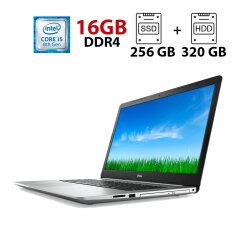 Ноутбук Б-класс Dell Inspiron 5570 / 15.6" (1920x1080) TN / Intel Core i5-8250U (4 (8) ядра по 1.6 - 3.4 GHz) / 16 GB DDR4 / 128 GB SSD + 320 GB HDD / Intel UHD Graphics 620 / WebCam