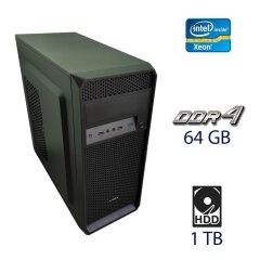 Рабочая станция Vinga Tower / Intel Xeon E5-1650 v4 (6 (12) ядра по 3.6 - 4.0 GHz) / 64 GB DDR4 / 1 TB HDD / nVidia Quadro K600, 1 GB DDR3, 128-bit / 650W