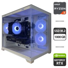 Збірка під замовлення: ігровий ПК Gamdias Aura GC10M ARGB White Tower / AMD Ryzen 5 5600 (6 (12) ядер по 3.5 - 4.4 GHz) / 16 GB DDR4 / 1000 GB SSD M.2 / nVidia GeForce RTX 3070, 8 GB GDDR6, 256-bit / 650W