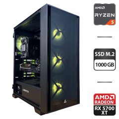Збірка під замовлення: новий ігровий ПК Montech Air 1000 Premium Black Tower / AMD Ryzen 5 7500F (6 (12) ядер по 3.7 - 5.0 GHz) / 32 GB DDR5 / 1000 GB SSD M.2 / AMD Radeon RX 6700 XT, 12 GB GDDR6, 192-bit / 750W