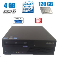 Wi-Fi В ПОДАРУНОК! Lenovo M58p SFF / Intel Core 2 Duo E8400 (2 ядра по 3.0 GHz) / 4 GB DDR3 / 120 GB SSD NEW / Windows 7 Pro licence