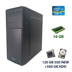 1stPlayer A2 Tower NEW / Intel Core i5-3570 (4 ядра по 3.4 - 3.8 GHz) / 16 GB DDR3 (4x 4 GB) / 120 GB SSD NEW+500 GB HDD / 300W FSP Group