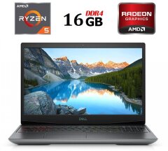 Игровой ноутбук Б-класс Dell Inspiron G5 5505 / 15.6" (1920x1080) IPS / AMD Ryzen 5 4600H (6 (12) ядер по 3.0 - 4.0 GHz) / 16 GB DDR4 / 256 GB SSD M.2 / AMD Radeon RX 5600M, 6 GB GDDR6, 192-bit / WebCam + Перехідник з USB на 3.5 mm Jack