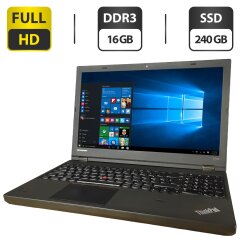 Ноутбук Б-класс Lenovo ThinkPad T540p / 15.6" (1920x1080) TN / Intel Core i5-4300M (2 (4) ядра по 2.6 - 3.3 GHz) / 16 GB DDR3 / 240 GB SSD / Intel HD Graphics 4600 / WebCam