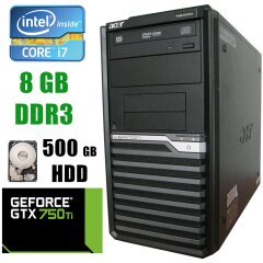 Acer M490G Tower / Intel&reg; Core&trade; i7-860 (4(8)ядра по 2.80 - 3.46GHz) / 8GB DDR3 / 500GB HDD / GeForce GTX 750 Ti 2GB DDR5