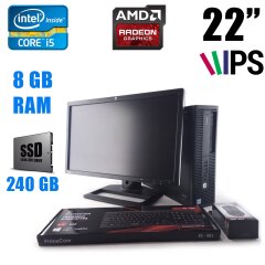 HP EliteDesk 800 G1 SFF / Intel Core i5-4400 (4 ядра по 3.10-3.30GHz) / 8 GB RAM / 240 GB SSD / AMD Radeon HD7500 1 GB + Монитор HP ZR2240w / 22" (1920x1080) IPS / DVI, VGA, HDMI, DisplayPort