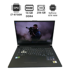 Ігровий ноутбук Asus Rog Strix / 15.6" (1920x1080) IPS / Intel Core i7-9750H (6 (12) ядер по 2.6 - 4.5 GHz) / 16 GB DDR4 / 256 GB SSD + 1000 GB HDD / nVidia GeForce GTX 1650, 4 GB GDDR6, 128-bit / WebCam / Windows 11 Pro